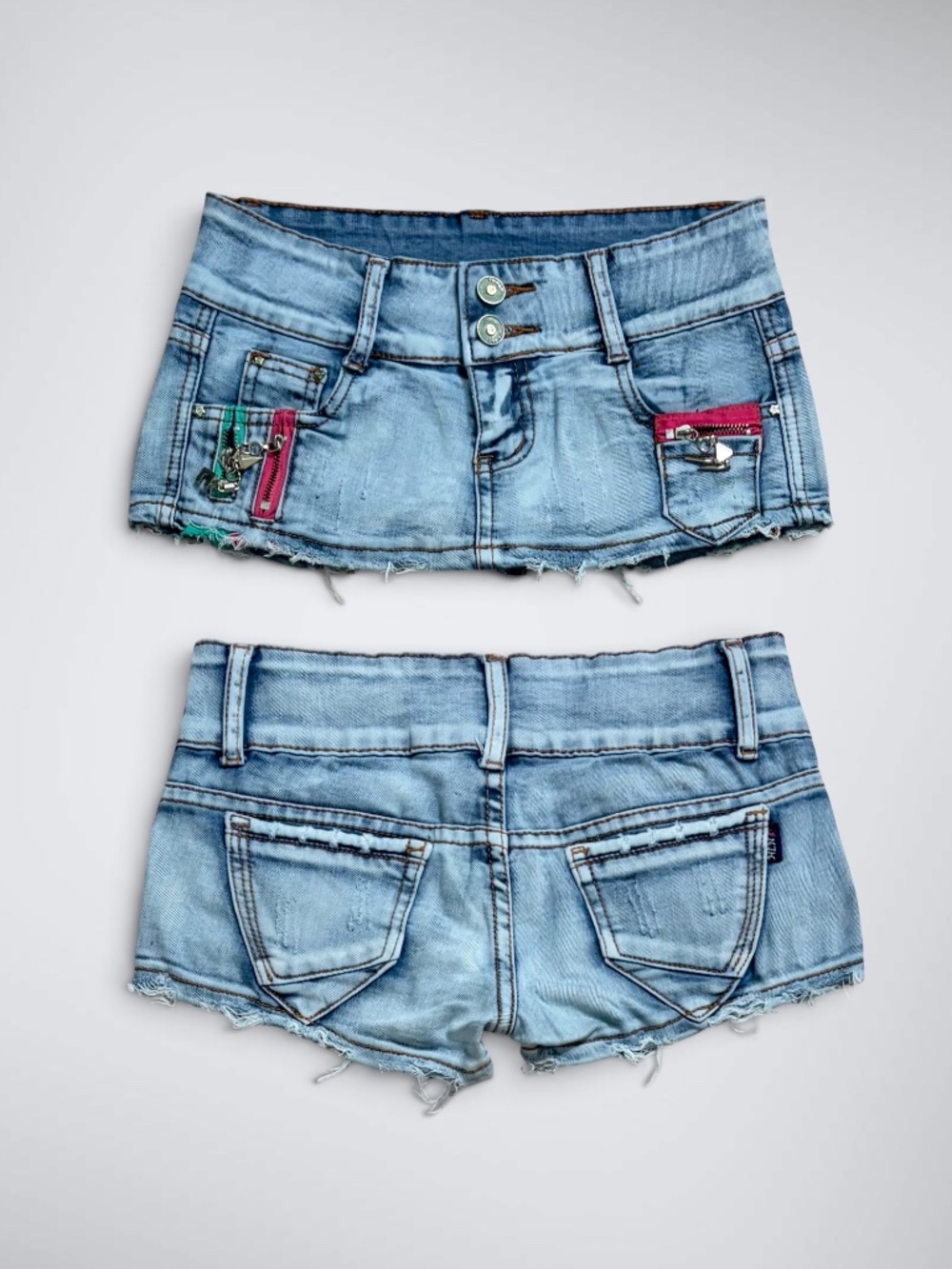 Vintage Y2K Low Rise Micro Denim Mini Skort
